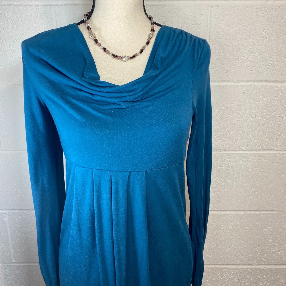 Babystyle Teal Maternity Dress Cowl Neckline